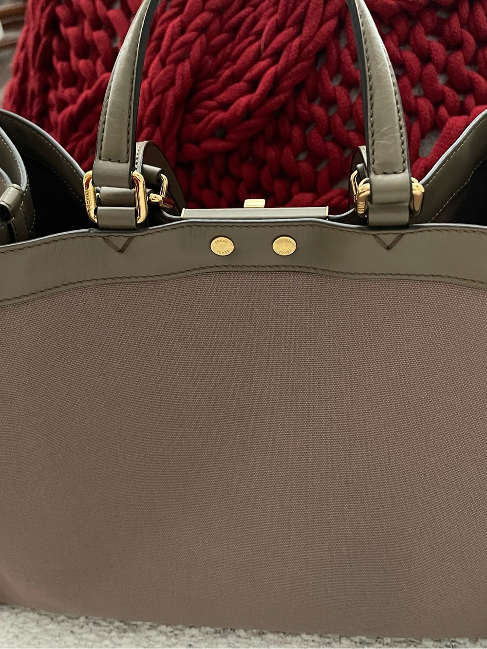 Fendi Brown Taupe FF Jacquard Double-Handle Tote - Picture 12 of 13